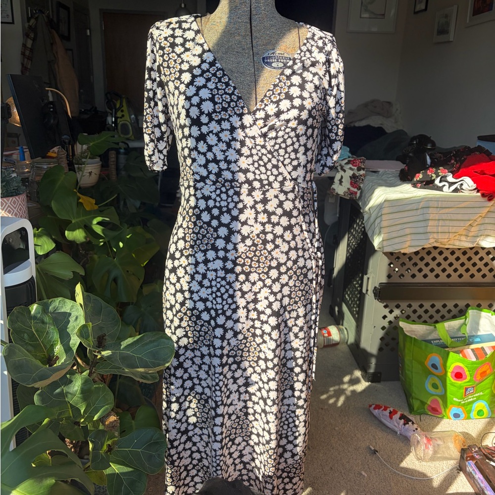 Lush Black and White Floral Midi Dress
